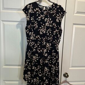 Collective Concepts Navy and White Mini Dress with Flutter hem and Cap Sleeves